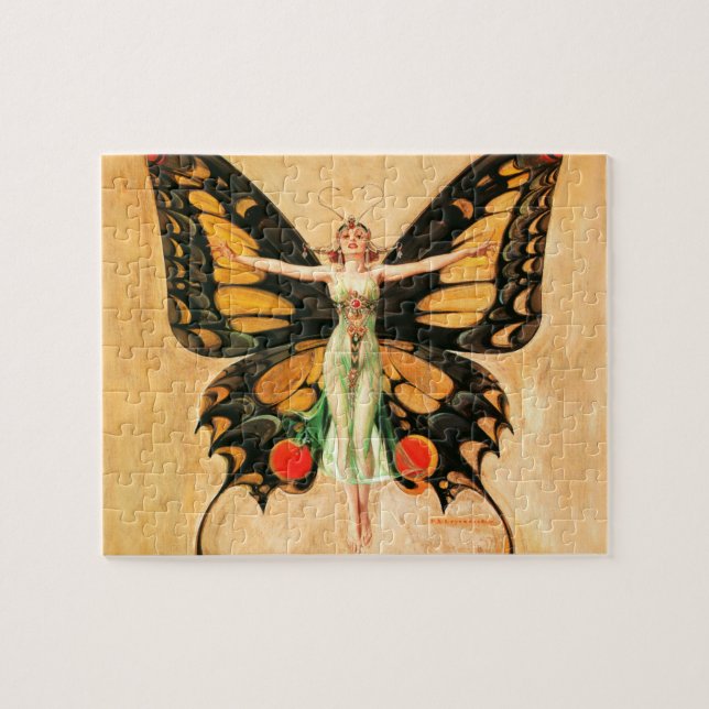Puzzle Ilustración de Mujer Volando Mariposa Flapper (Horizontal)