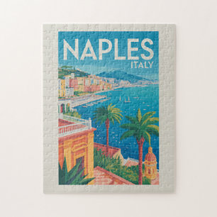 Puzzle Ilustración de Nápoles Italia Arte de viaje vintag