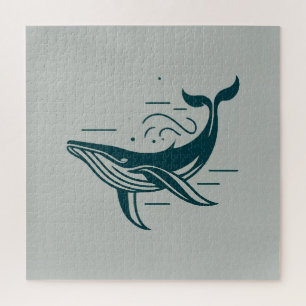 Puzzle Ilustracion de natación de ballena azul