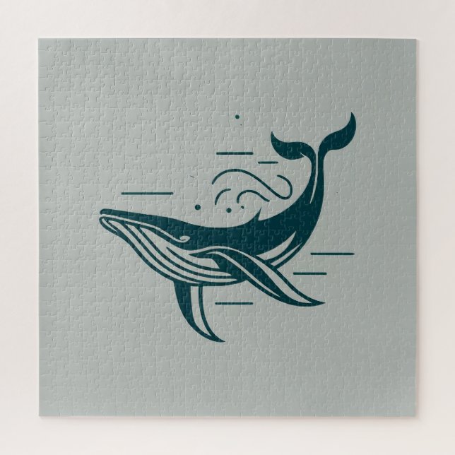 Puzzle Ilustracion de natación de ballena azul (Vertical)
