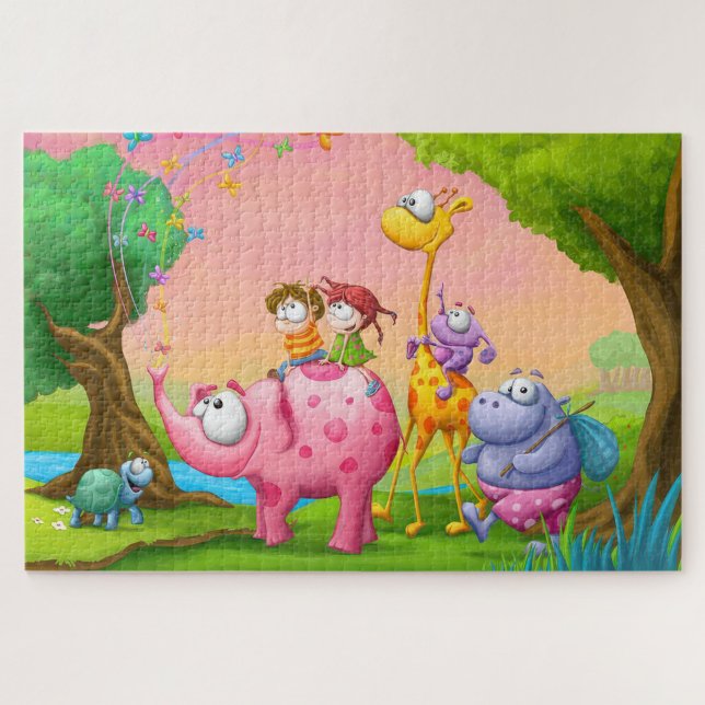 Puzzle Ilustración de niños y animales  (Subido por el creador)