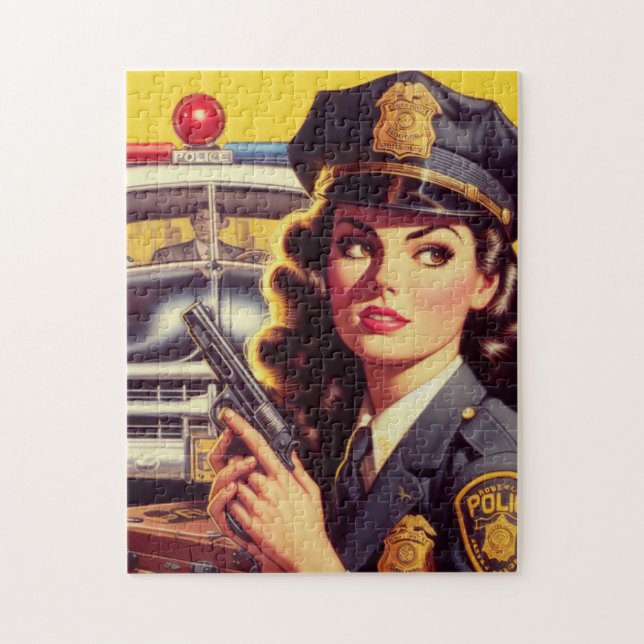 Puzzle Ilustracion de oficiales de policía de época (Vertical)