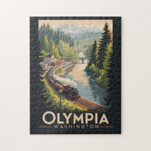 Puzzle Ilustración de Olympia Washington Viaje Arte Vinta