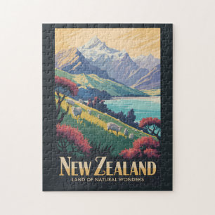 Puzzle Ilustración de ovejas de Nueva Zelanda Arte de via