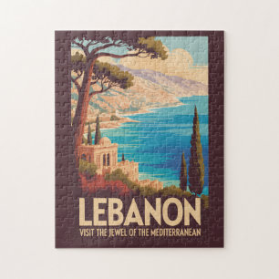 Puzzle Ilustración de paisaje de Líbano Arte de viaje vin