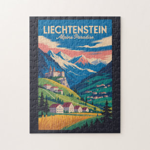 Puzzle Ilustración de paisaje de Liechtenstein Arte de vi