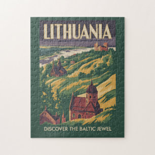 Puzzle Ilustración de paisaje de Lituania Arte de viaje r