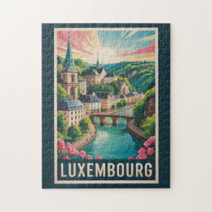 Puzzle Ilustración de paisaje de Luxemburgo Arte de viaje