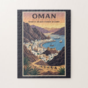 Puzzle Ilustración de paisaje de Omán Arte de viaje vinta
