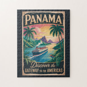 Puzzle Ilustración de paisaje de Panamá Arte de viaje vin