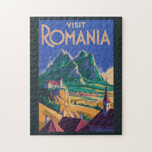 Puzzle Ilustración de paisaje de Rumania Arte de viaje vi