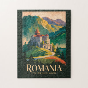 Puzzle Ilustración de paisaje del castillo de Rumania Art
