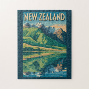 Puzzle Ilustración de paisajes de Nueva Zelanda Arte de v