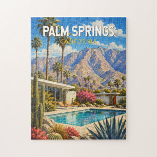 Puzzle Ilustración de Palm Springs California Arte de Via