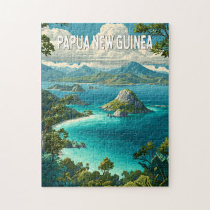 Puzzle Ilustración de Papua Nueva Guinea Arte de Viaje Vi