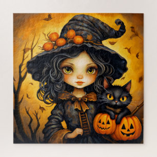 Puzzle Ilustración de pequeña bruja descarada