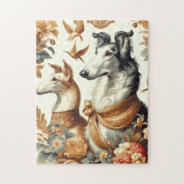 Puzzle Ilustracion de perro de Borzoi Vintage (Vertical)