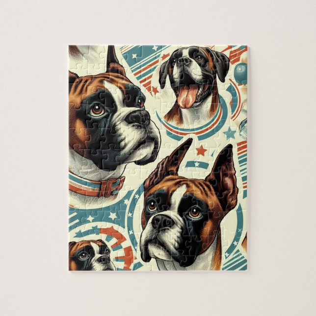 Puzzle Ilustracion de perro de Boxer sin costura (Vertical)