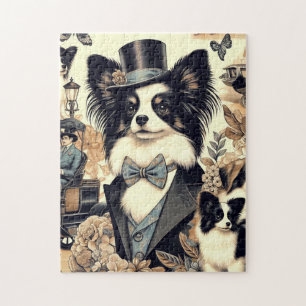 Puzzle Ilustracion de perro de Papillon de época
