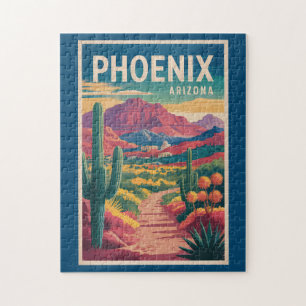 Puzzle Ilustración de Phoenix Arizona Arte de viaje vinta