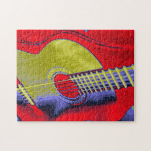 Puzzle Ilustracion de pintura de guitarra pop Art