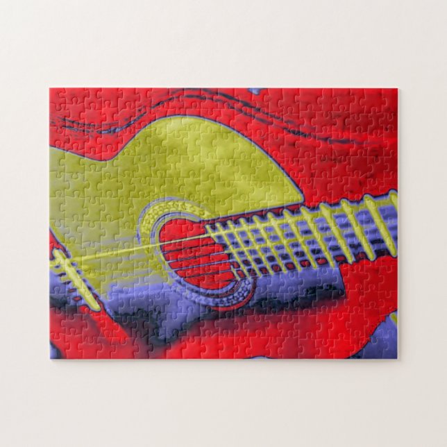 Puzzle Ilustracion de pintura de guitarra pop Art (Horizontal)