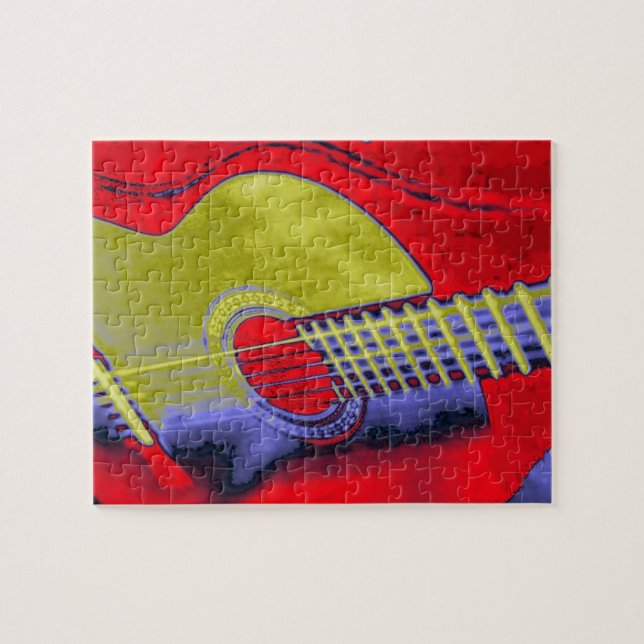 Puzzle Ilustracion de pintura de guitarra pop Art (Horizontal)