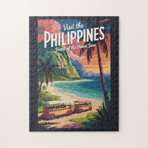 Puzzle Ilustración de playa de Filipinas Arte de viaje vi