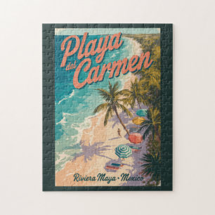 Puzzle Ilustración de Playa del Carmen Arte de Viaje de P
