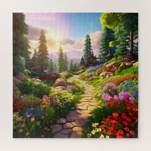 Puzzle Ilustracion de primavera de aldea