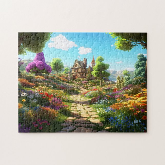 Puzzle Ilustracion de primavera de aldea (Horizontal)