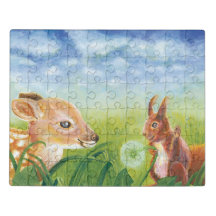 Ilustracion de primavera de fawn y ardilla