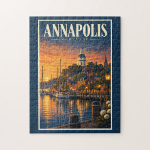 Puzzle Ilustración de puesta de sol en Annapolis Maryland