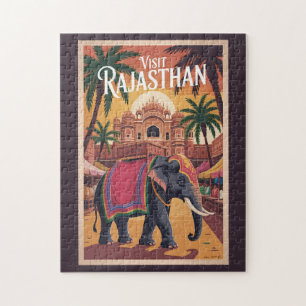Puzzle Ilustración de Rajasthan India Arte de Viaje Vinta