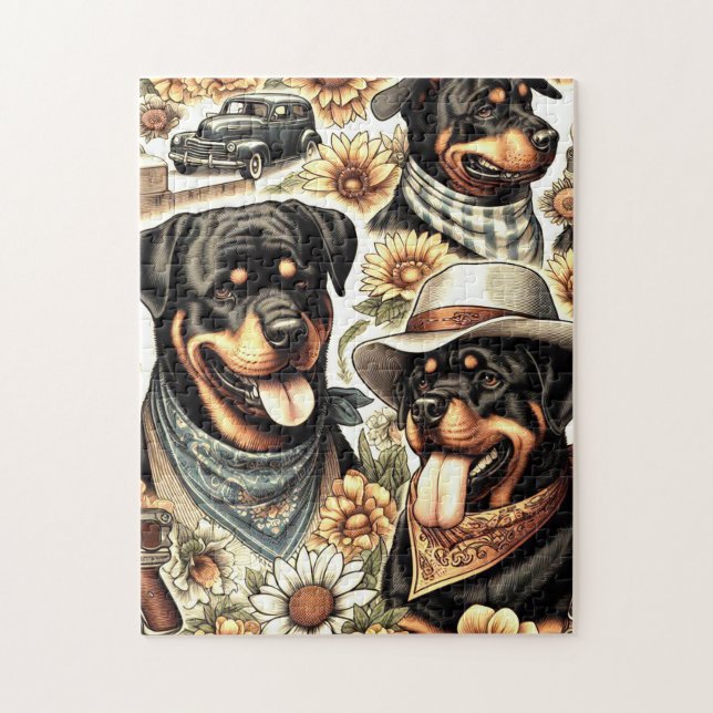Puzzle Ilustracion de Rottweiler sin costura (Vertical)