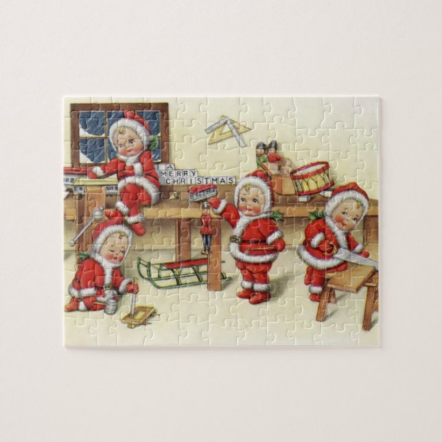 Puzzle Ilustracion de Santa Bebé Cute Vintage (Horizontal)