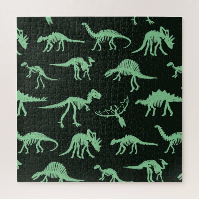 Puzzle Ilustracion de Silhouette Vintage de Dinosaur Bone (Vertical)