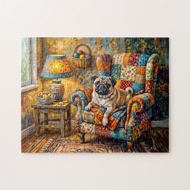 Puzzle Ilustración de sillón de brazo de perro de fregona (Horizontal)