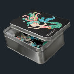 Puzzle Ilustracion de sirena floral<br><div class="desc">Ilustracion de sirena con flores coloridas a orillas del mar. Monograma opcional y fondo de color negro.</div>