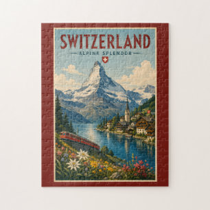 Puzzle Ilustración de Suiza Viajes Arte Vintage