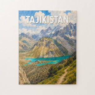 Puzzle Ilustración de Tayikistán Arte de viaje vintage