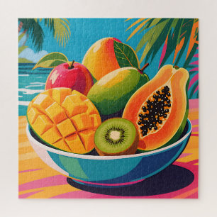 Puzzle Ilustración de Tazón de Frutas Tropicales