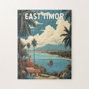Puzzle Ilustración de Timor Oriental Arte de Viaje Vintag