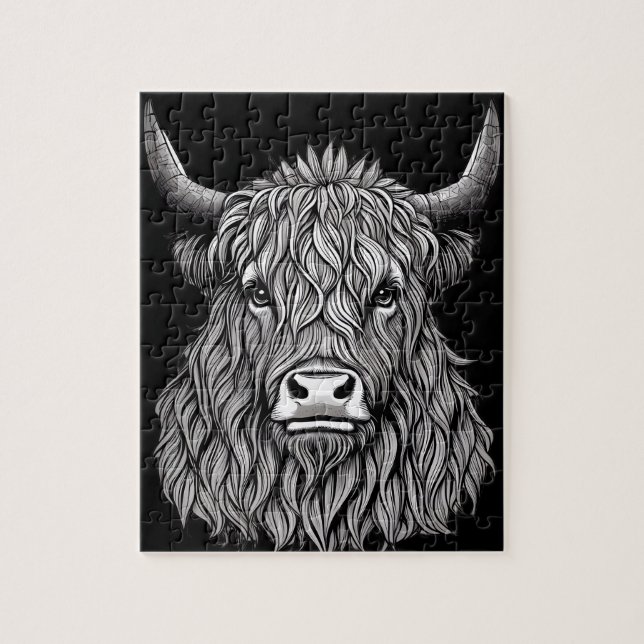 Puzzle Ilustracion de toros de Highland (Vertical)