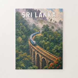 Puzzle Ilustración de tren de Sri Lanka Arte de viaje vin