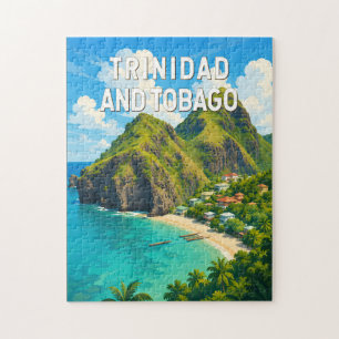 Puzzle Ilustración de Trinidad y Tobago Arte de Viaje Ret
