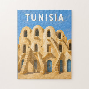 Puzzle Ilustración de Túnez Arte de Viaje Vintage