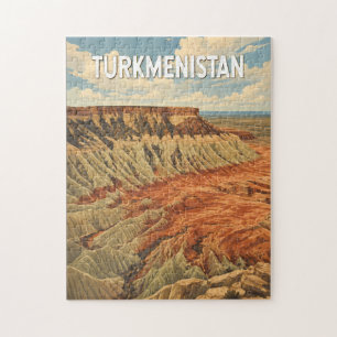 Puzzle Ilustración de Turkmenistán Arte de Viaje Vintage