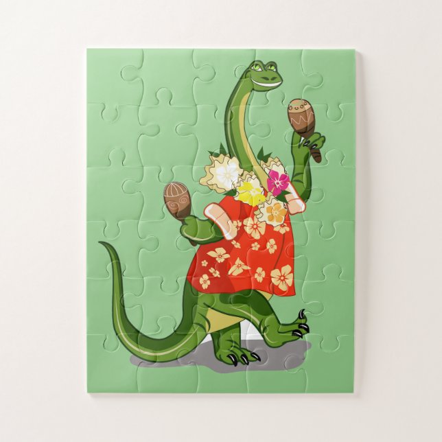 Puzzle Ilustracion De Un Brontosauro Tocando Maracas. (Vertical)