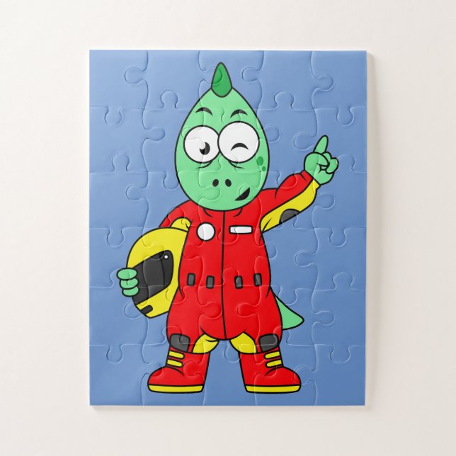 Puzzle Ilustracion De Un Conductor De Allosaurus Race. (Vertical)